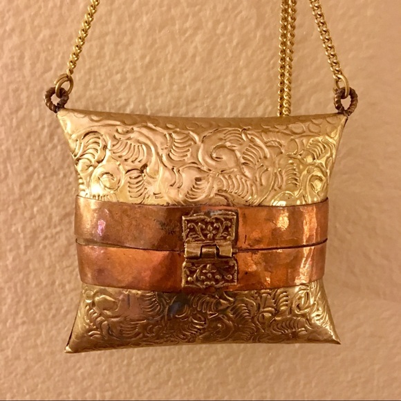 PILLOW PURSE Bags Vintage Sweet Pillow Purse Brass And Copper 93s Poshmark